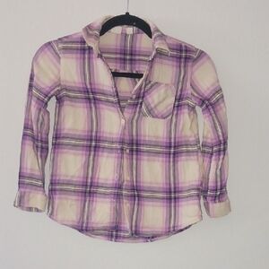 GAP Kids Plaid Shirt in Purple and Cream